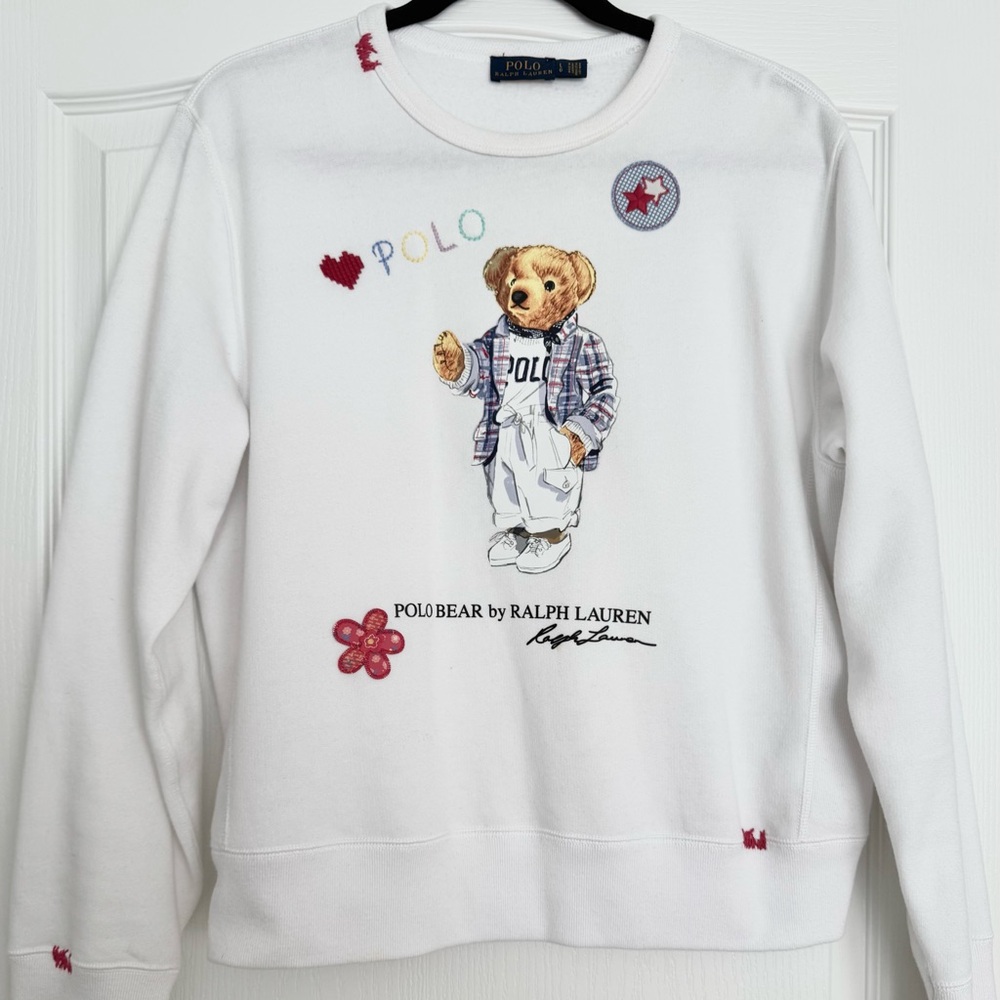 POLO RALPH LAUREN ICONIC BEAR SWEATSHIRT WOMENS EMBROIDERED - Used, size L